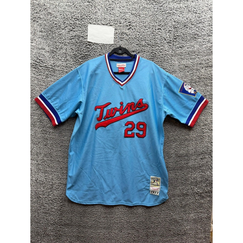 Mitchell & Ness Minnesota Twins #29 Rod Carew 1977 Throwback Jersey Size 4XL